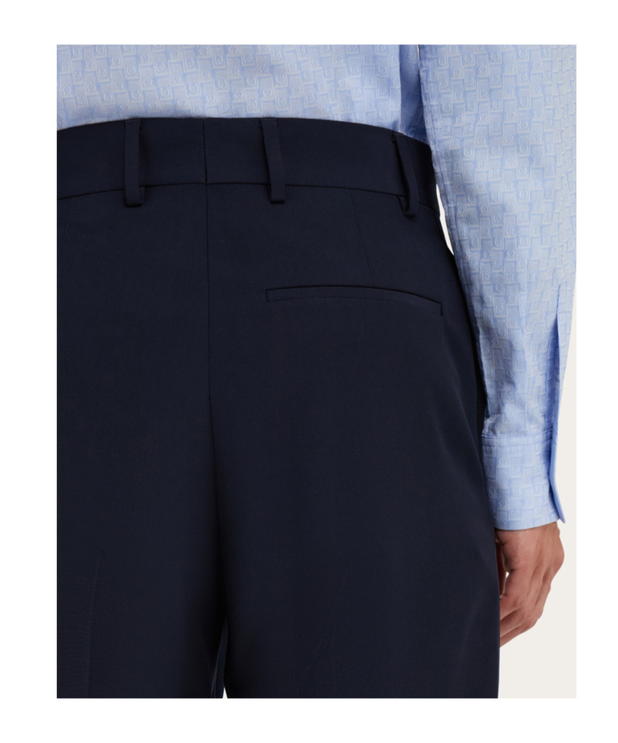 Ferragamo Flat Front Tailored Trouser In Blue