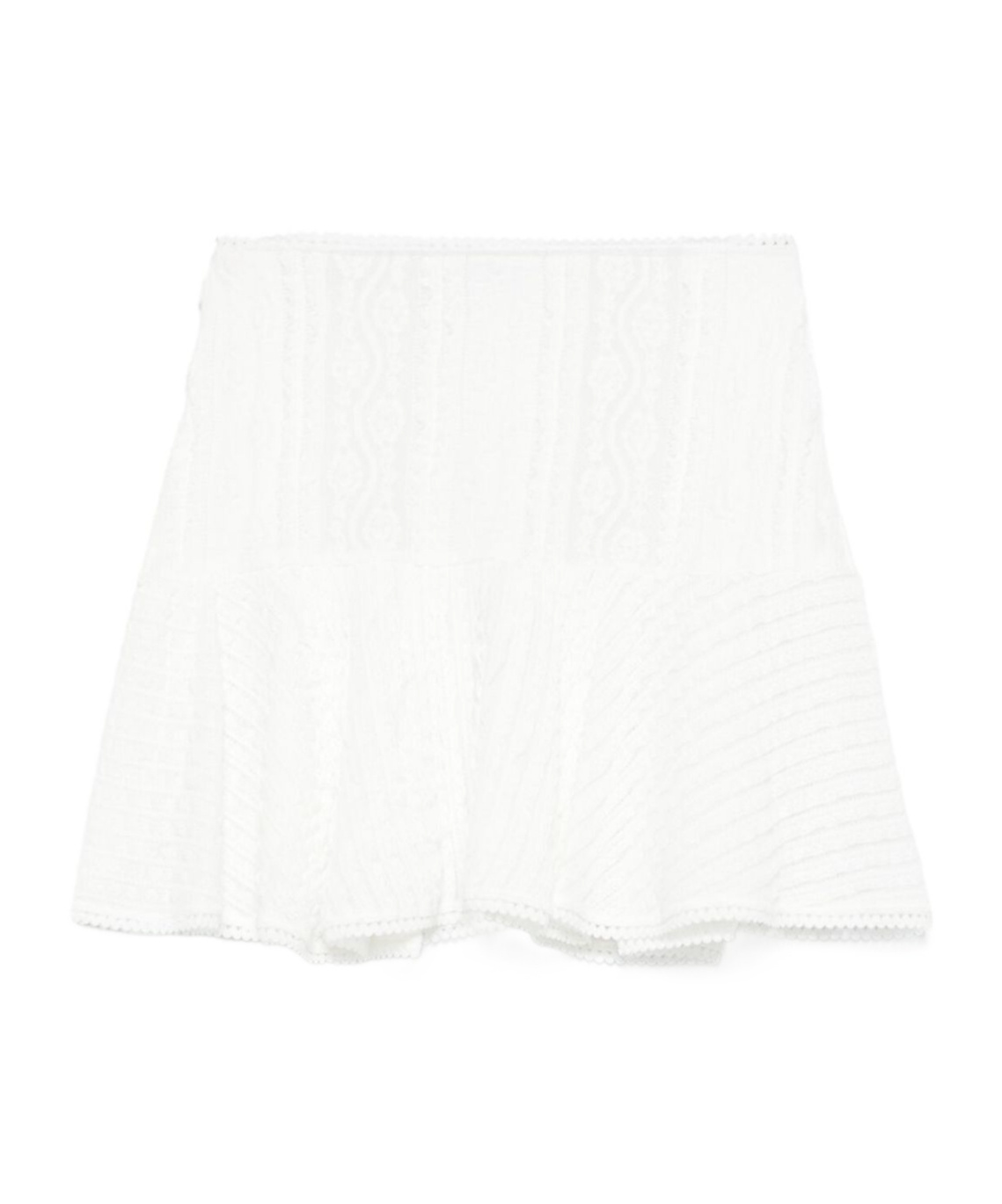 Charo Ruiz Ruffle Mini Skirt In White Embroidered Cotton In Etainwhite