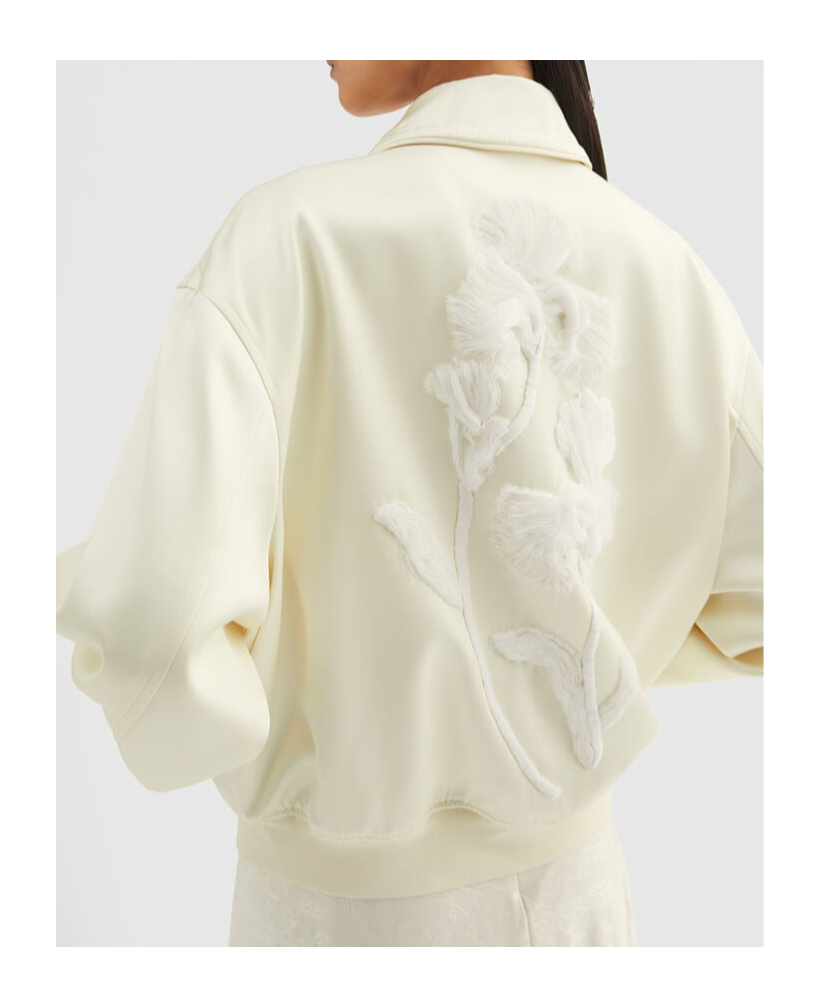 Jil Sander Duchess Embroidered Bomber Jacket In Neutral
