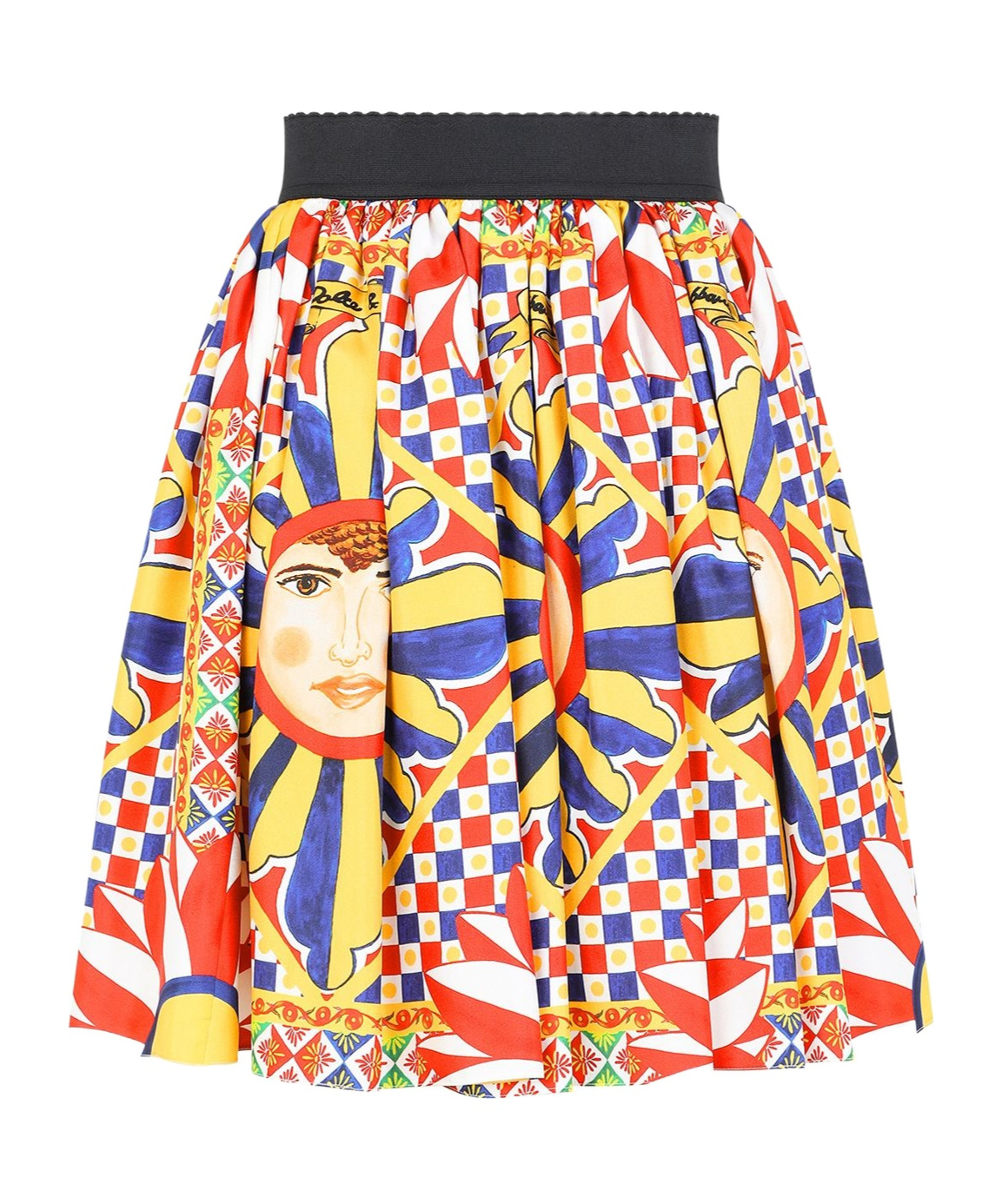 Dolce & Gabbana Graphic-print A-line Silk Skirt In Multicolor