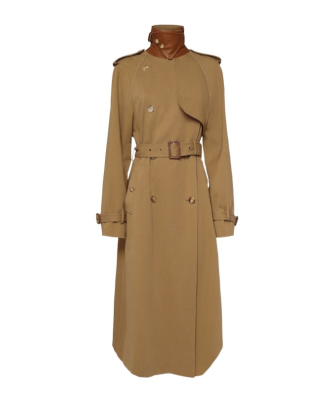Chloé Double-breasted Leather-trimmed Cotton-gabardine Trench Coat