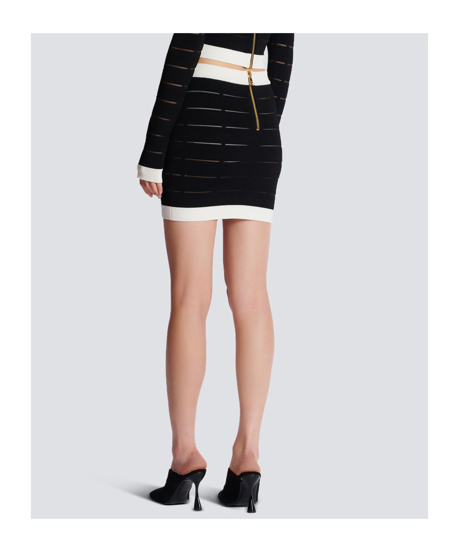 Balmain Button-embellishment Knitted Mini Skirt In Black