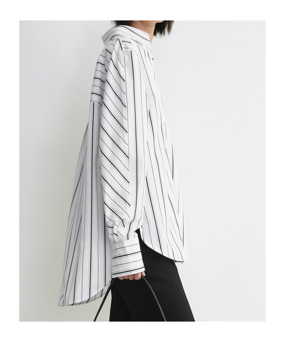 Totême Toteme Oversize Stripe Organic Cotton Poplin Button-up Shirt In White