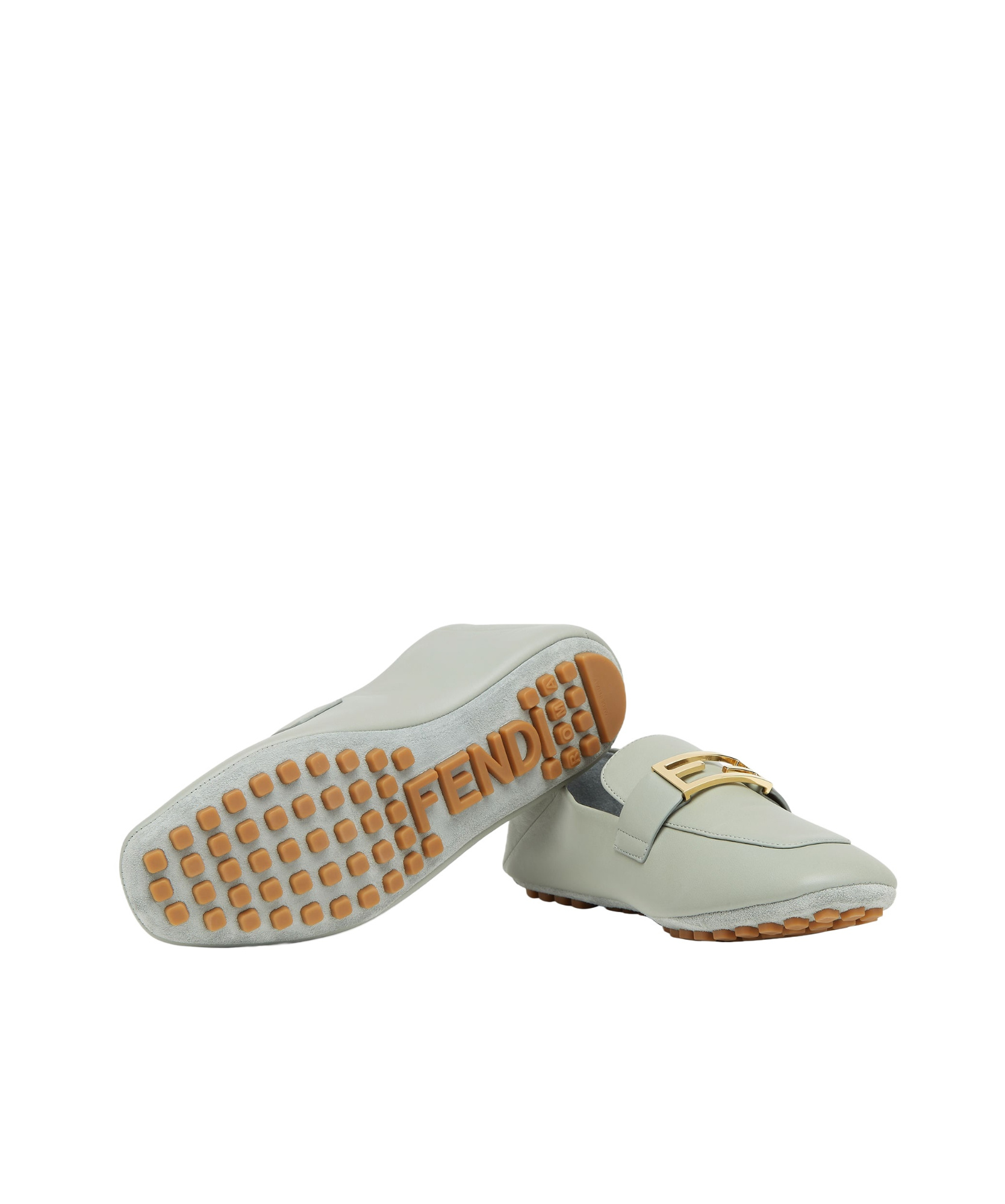 Fendi Baguette Driving Shoes In Gray