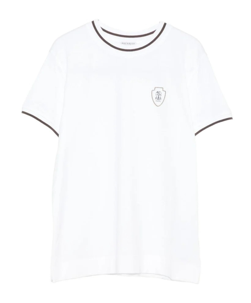 Brunello Cucinelli Cotton Jersey T-shirt With Logo In Multi