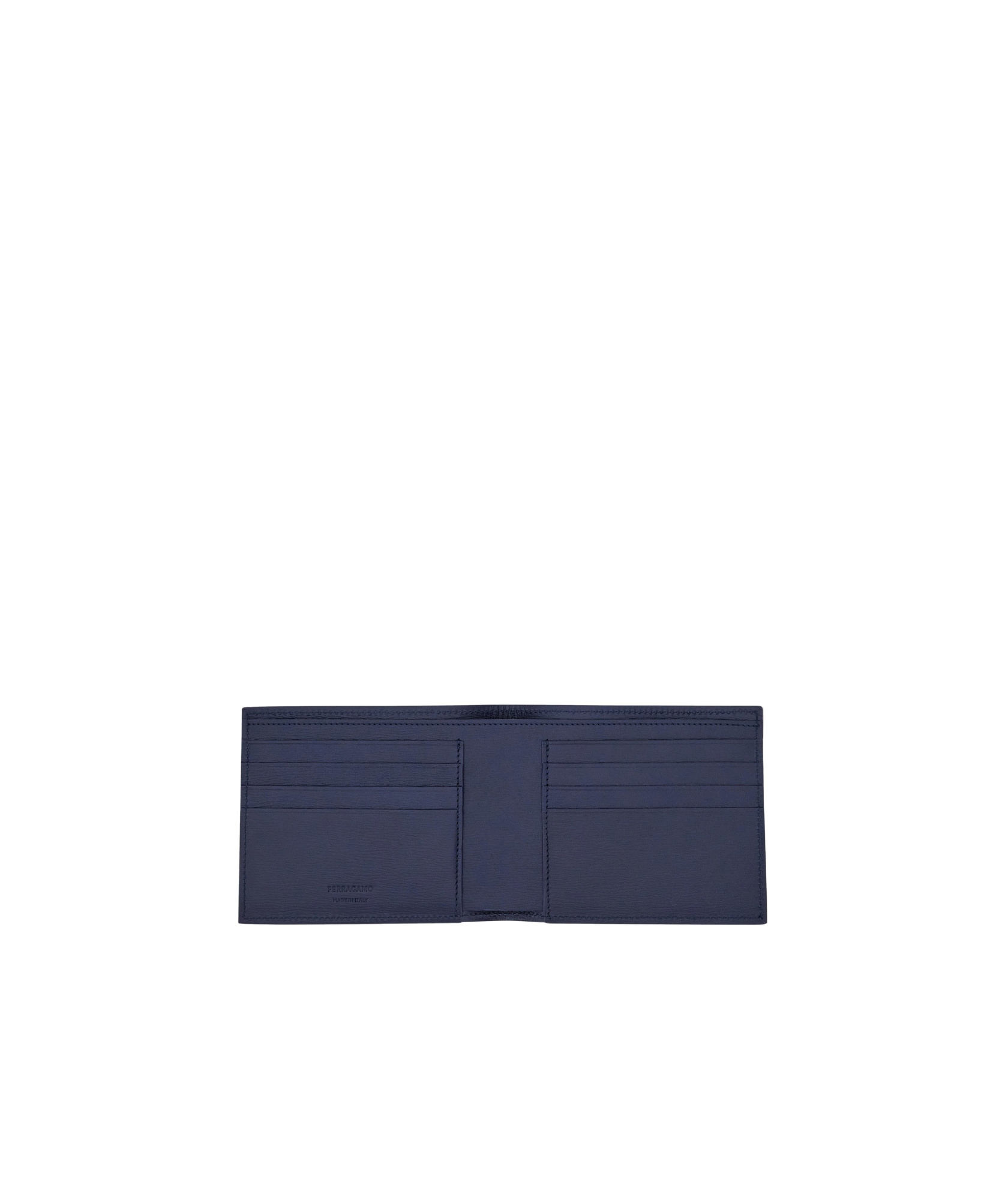 Ferragamo Logo Bi-fold Leather Wallet In Midnight Blue