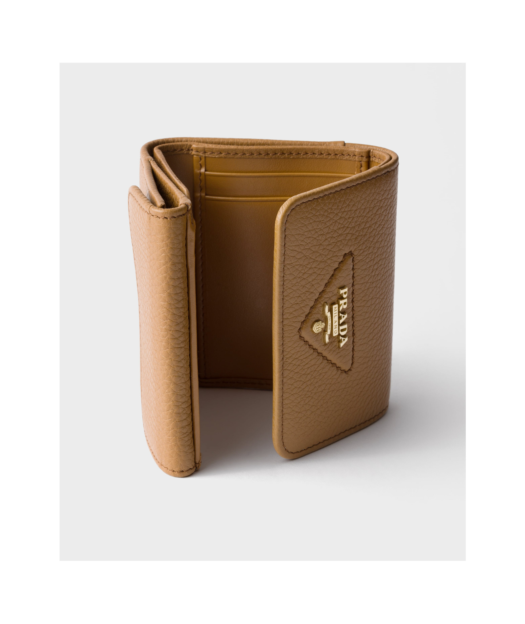 Prada Small Leather Wallet In Caramel
