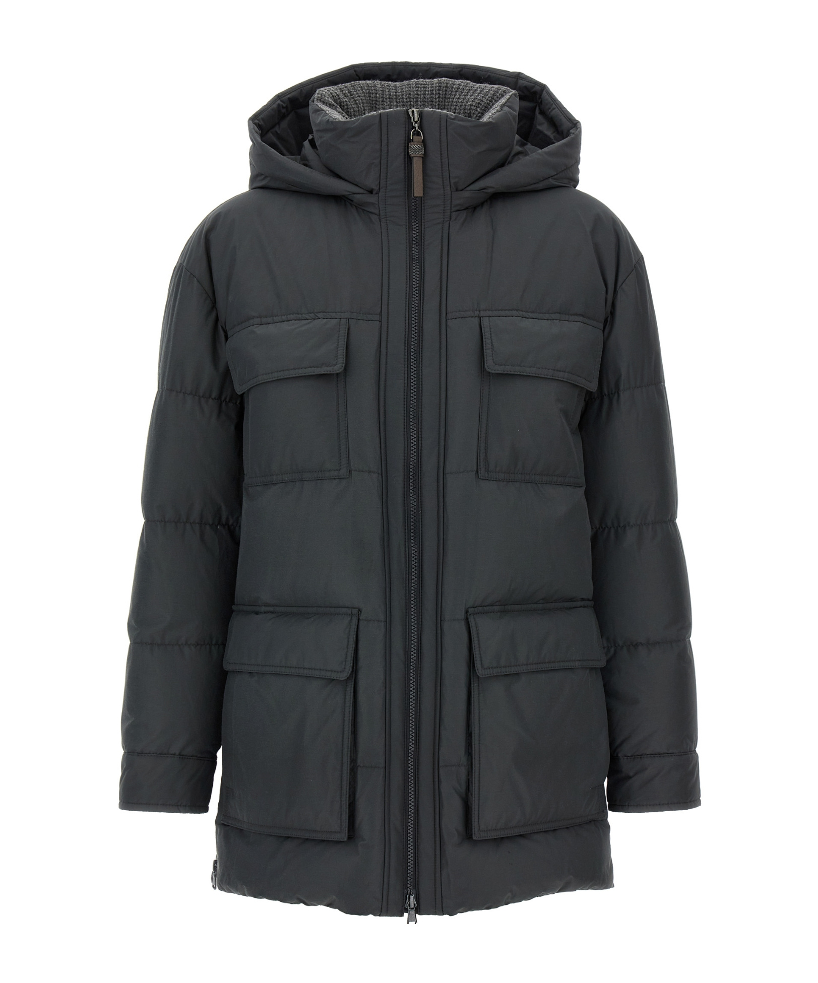 Brunello Cucinelli Knitted Neck Down Jacket