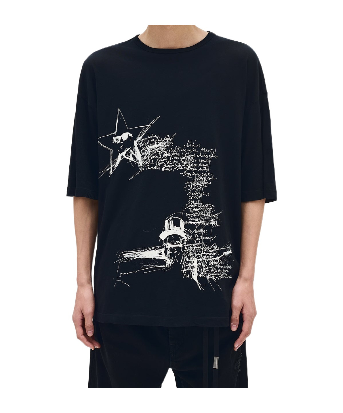 Ann Demeulemeester Black Dieter Sketchbook High Comfort T-shirt In Black