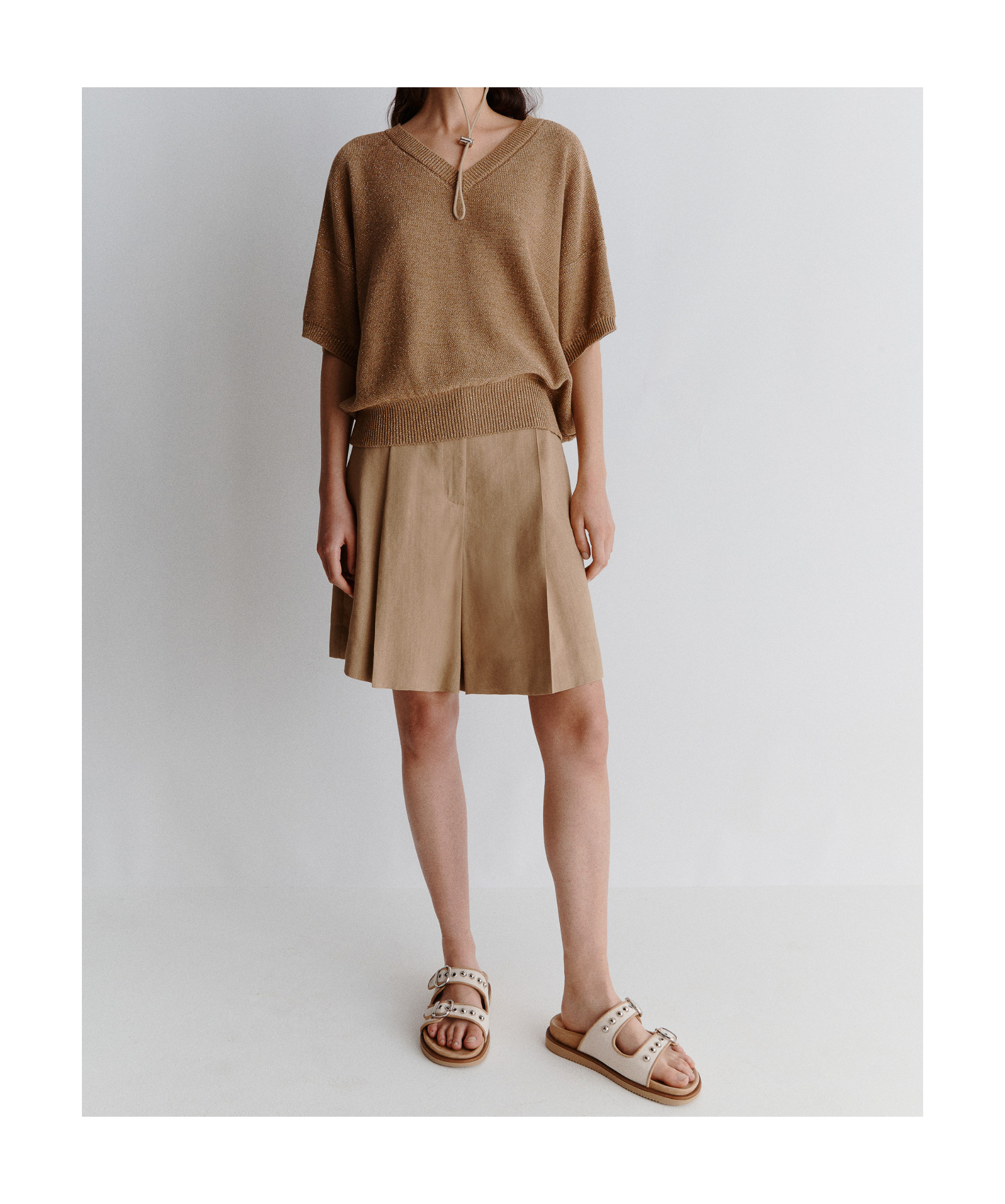 MARELLA STRETCH VISCOSE AND LINEN BERMUDA SHORTS