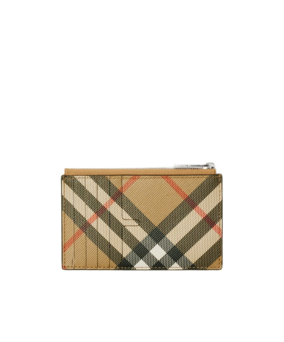 Burberry Printed Canvas Check Card Holder In Brown