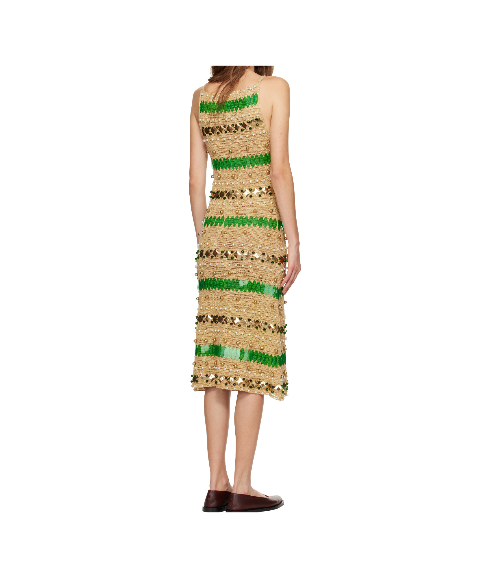 Bode Off-shoulder Dress In Nude