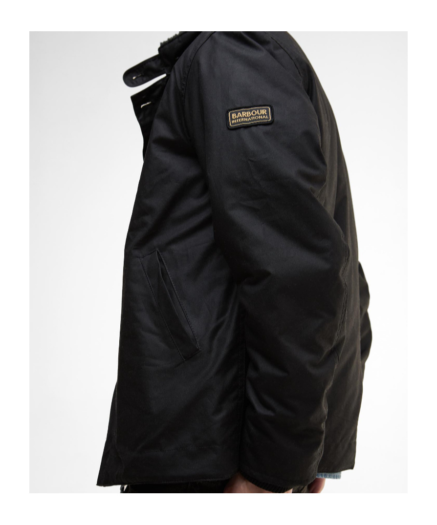 Barbour Mayburn Waxed Jacket In Black