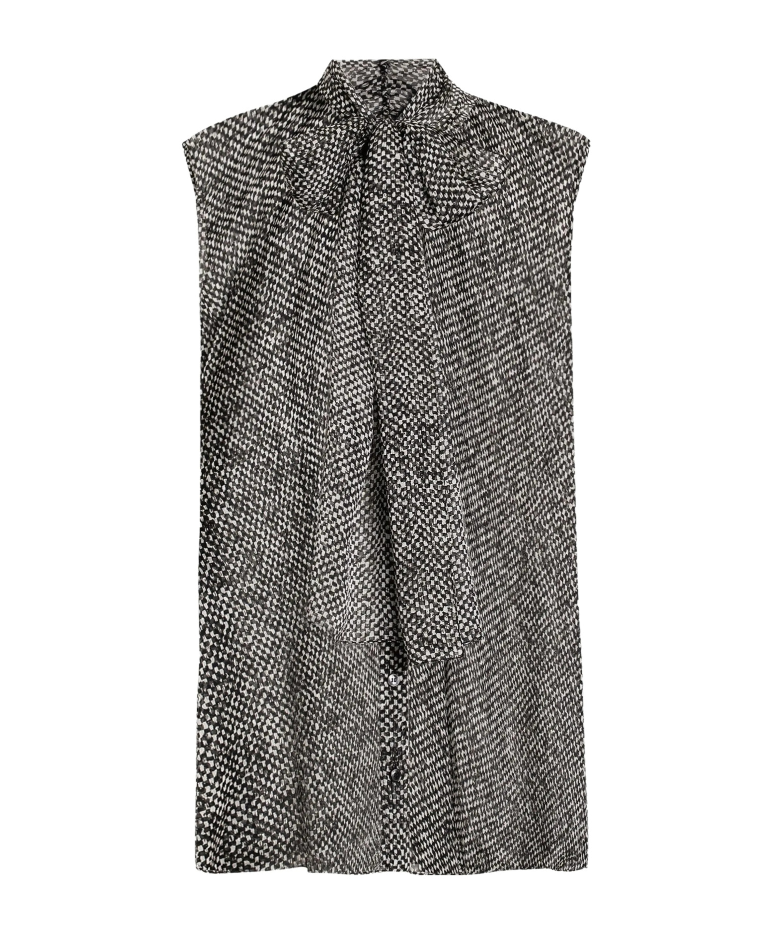 Dolce & Gabbana Sleeveless Silk Shirt With High Neck In Gray