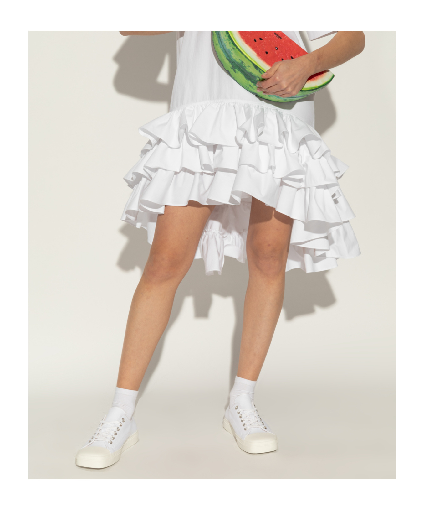 Moschino Square-toe Canvas Sneakers In White