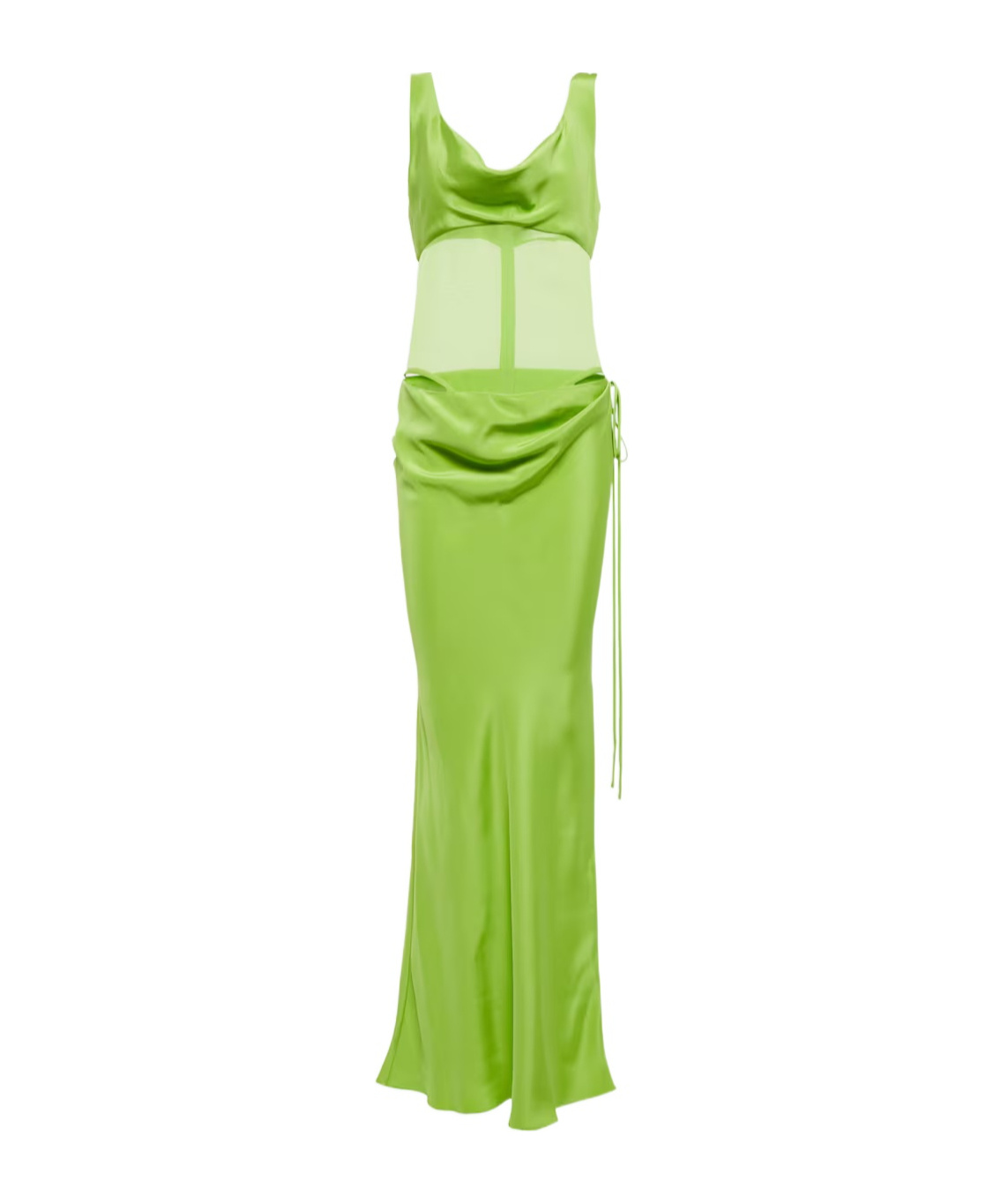 Christopher Esber Sheer-detail Silk Satin Gown In Green