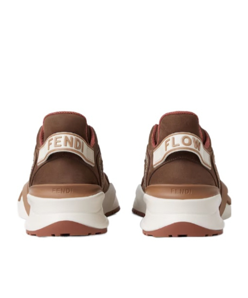 Fendi Flow Brown Mesh And Nubuck Leather Low Tops In Brown