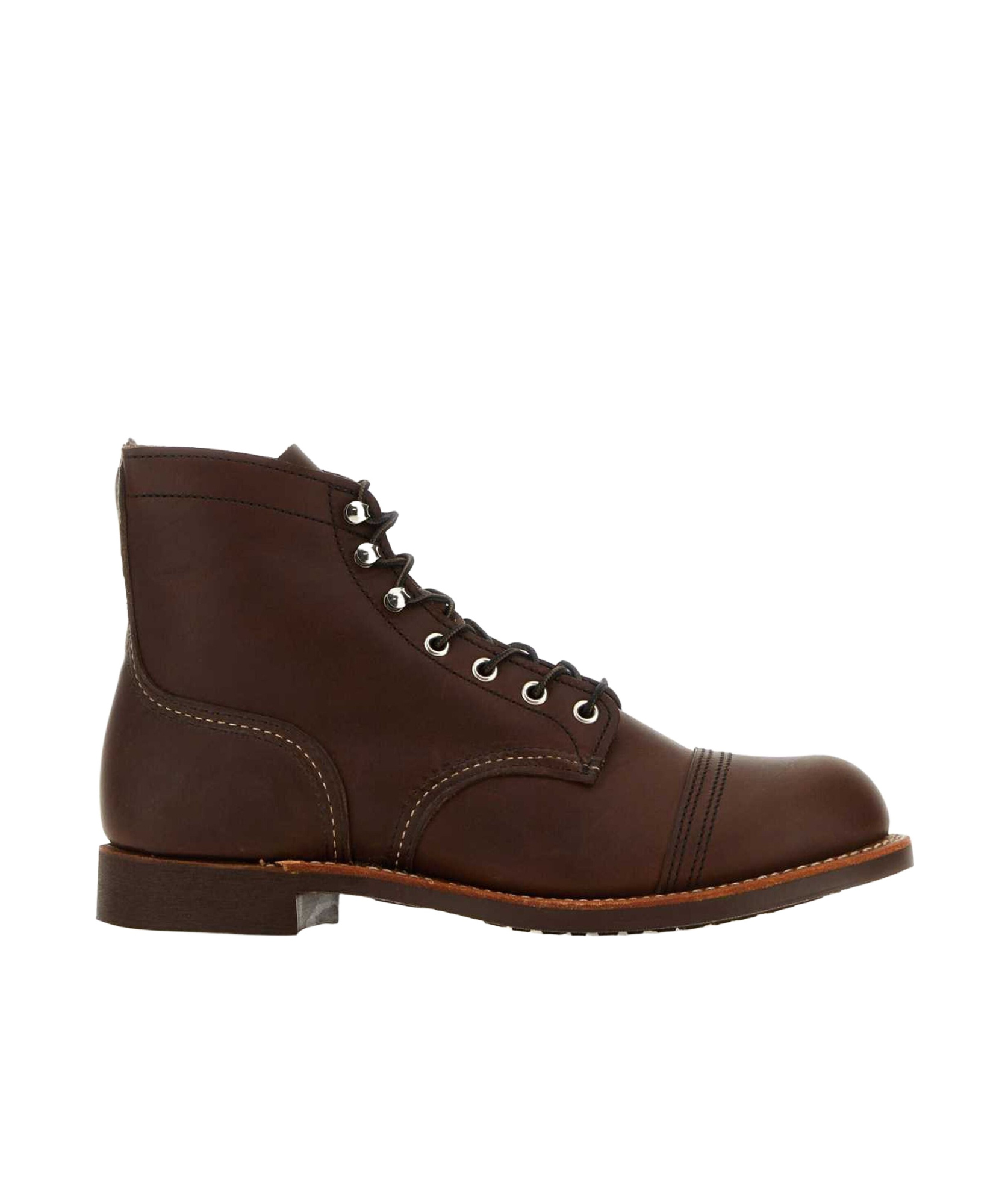 Red Wing Shoes Premium Lace-up Brown Boots For Men With Vibram Sole And Metal Eyelets In Black