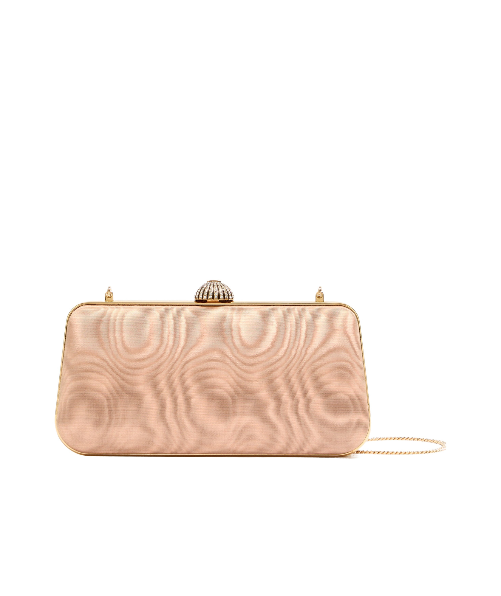Valentino Garavani Carry Secrets Minaudiere In Moiré Fabric Woman Pink/crystal Un In Metallic