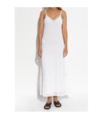 Bottega Veneta Embellished Open-knit Cotton And Silk-blend Midi Dress In White
