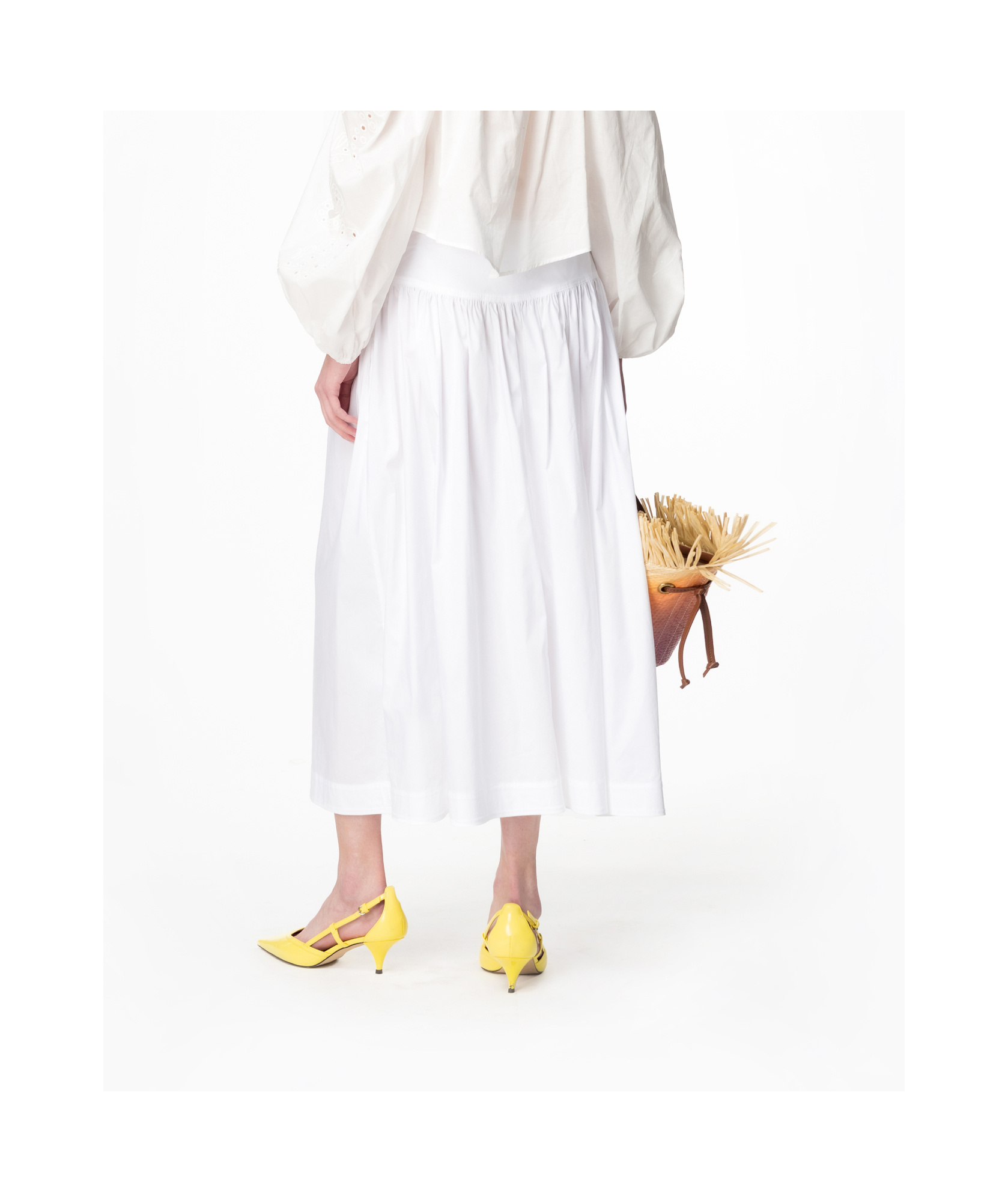 Pinko Grinch Drawstring Midi Skirt In White