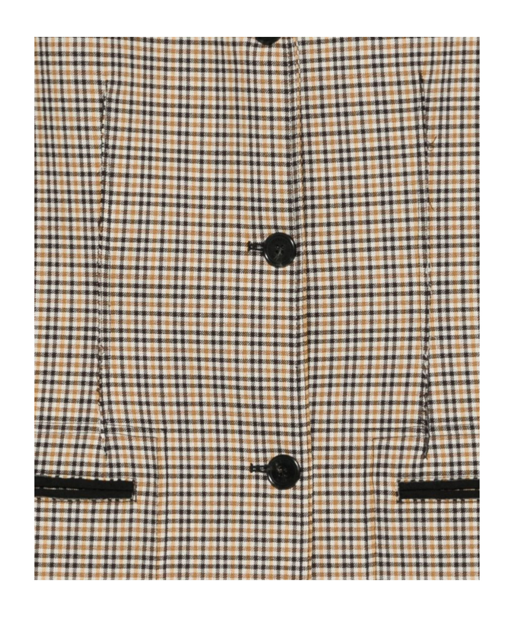 Iceberg Plaid Single-breasted Coat In Brown