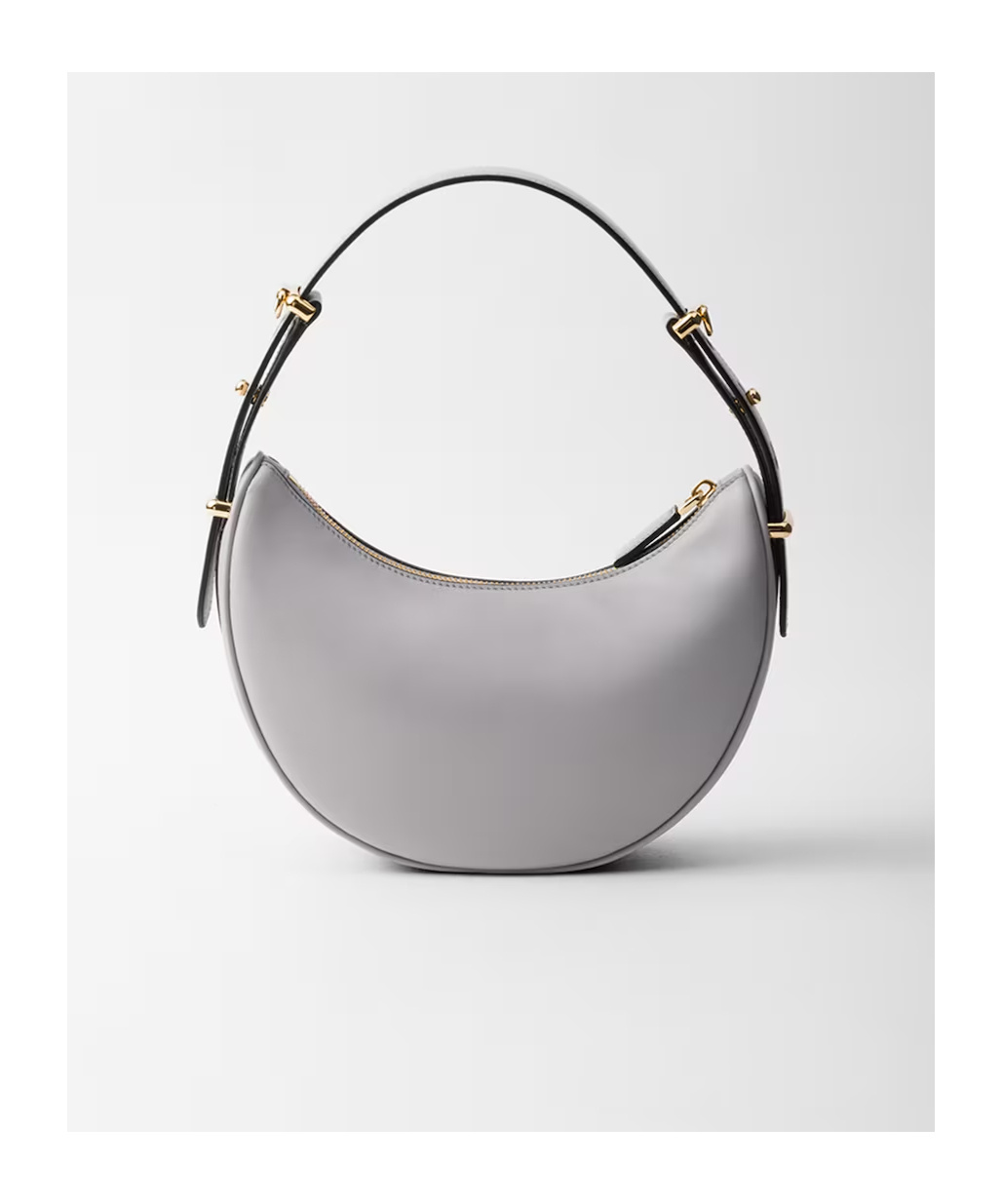 Prada Light Grey Leather Arque Bag Women In Gray