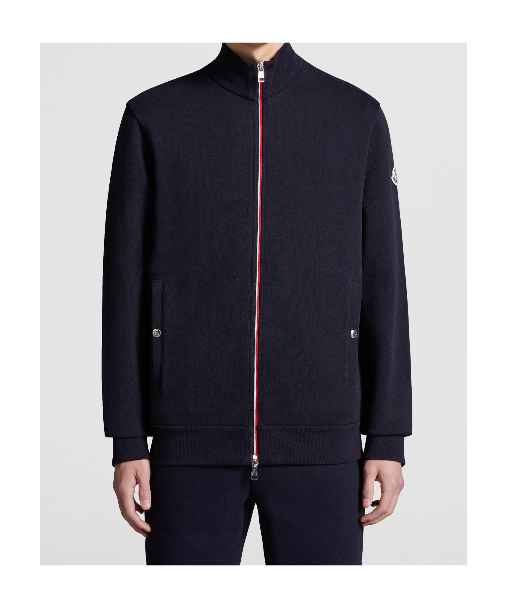 Moncler Tricolour-trim Cotton Sweatshirt In Blue