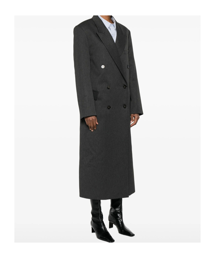The Frankie Shop Jane Double-breasted Coat In Black