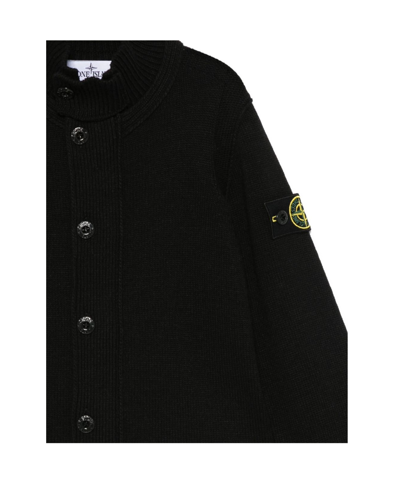 Stone Island High-neck Button Cardigan In Black