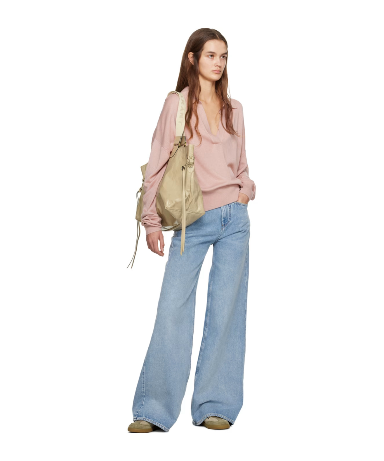 Isabel Marant Galix Long-sleeved Polo Shirt In Pink