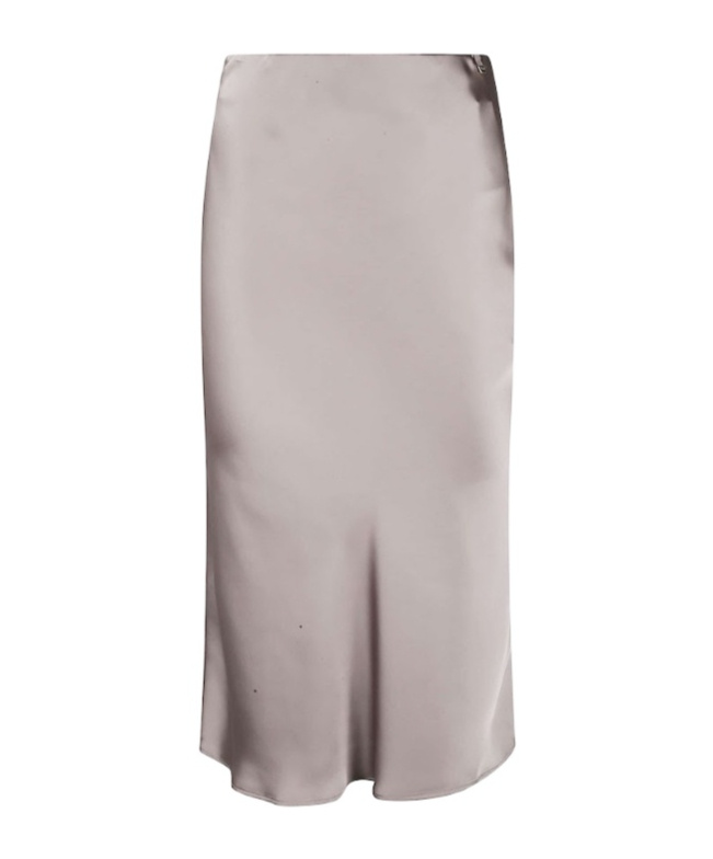 Herno Satin Midi Skirt In Gray