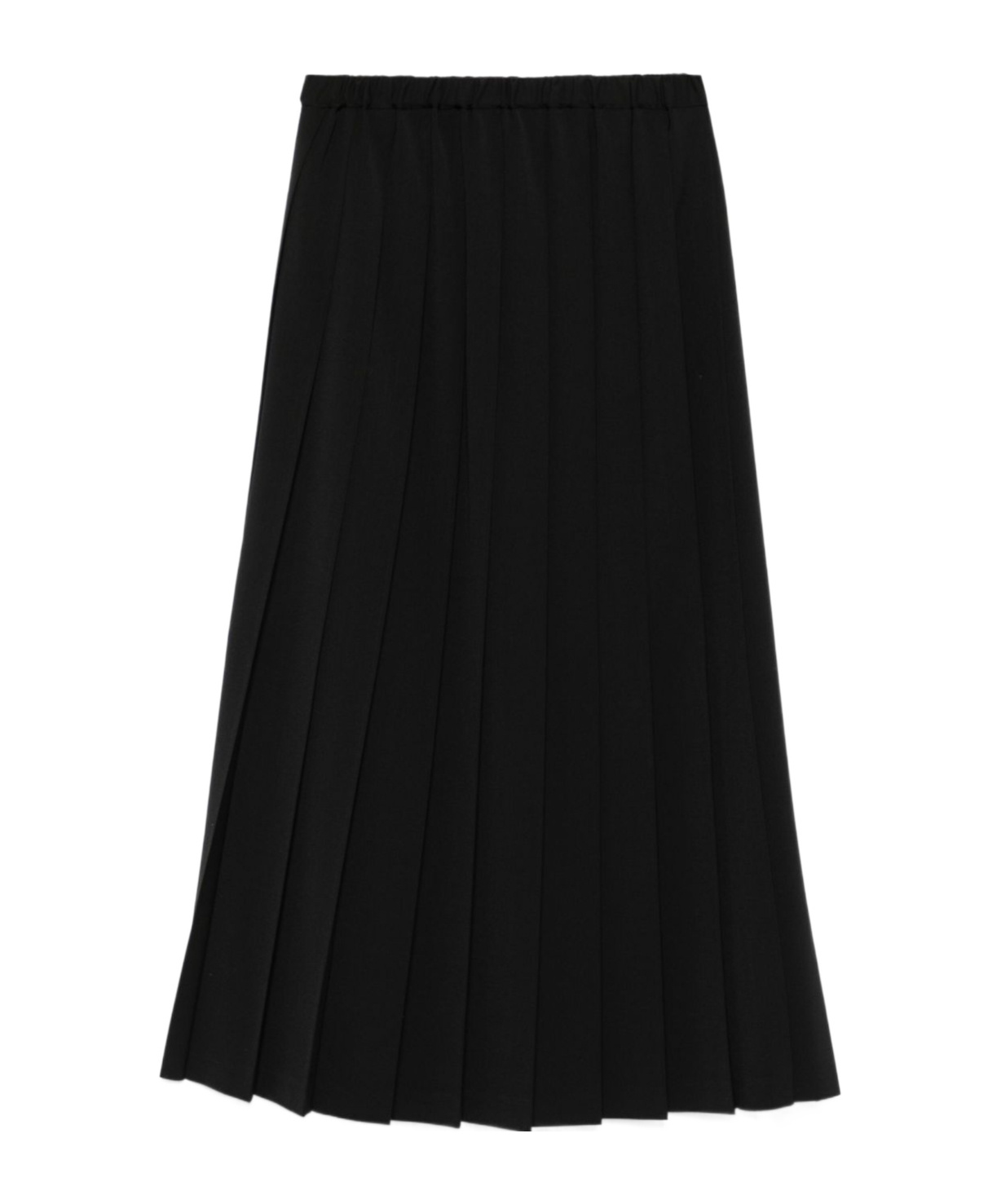 Junya Watanabe Pleated Mixed Media Midi Skirt In Black