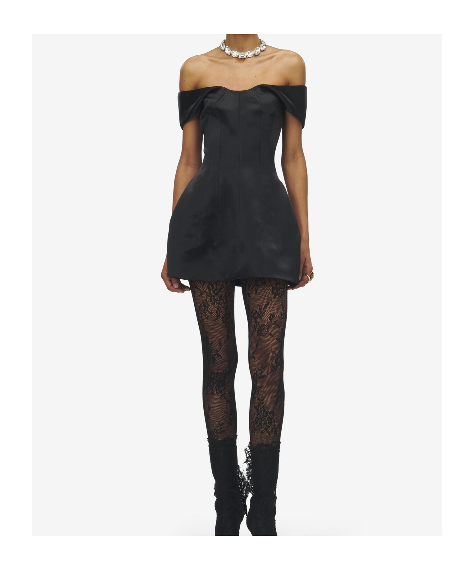 Alexander Mcqueen Off-the-shoulder Satin Crepe De Chine Mini Dress In Black