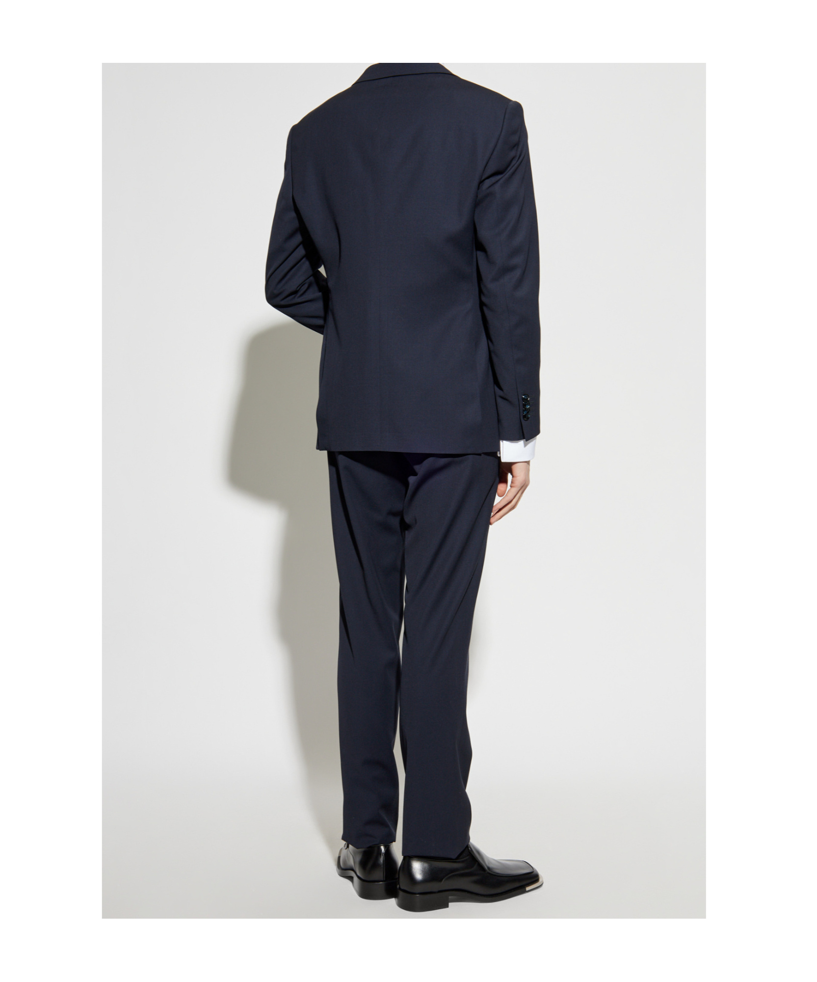 Giorgio Armani Wool Suit With Flap Pockets And Notch Lapel In Black