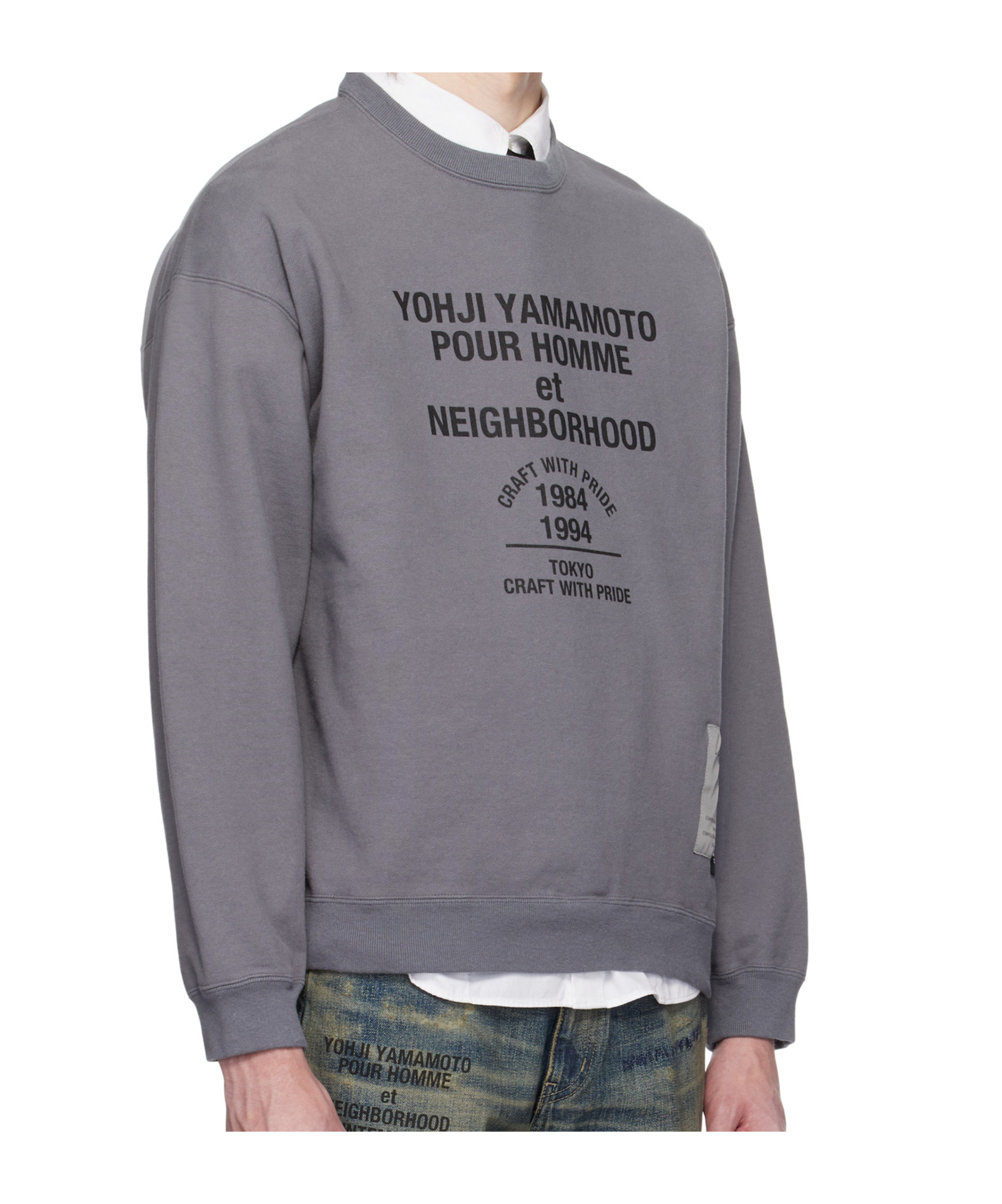 Shop Yohji Yamamoto X Neighborhood Printed Long-sleeves Sweatshirt In Gray