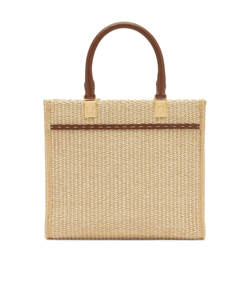 Fendi Small Raffia Sunshine Bag In Nude