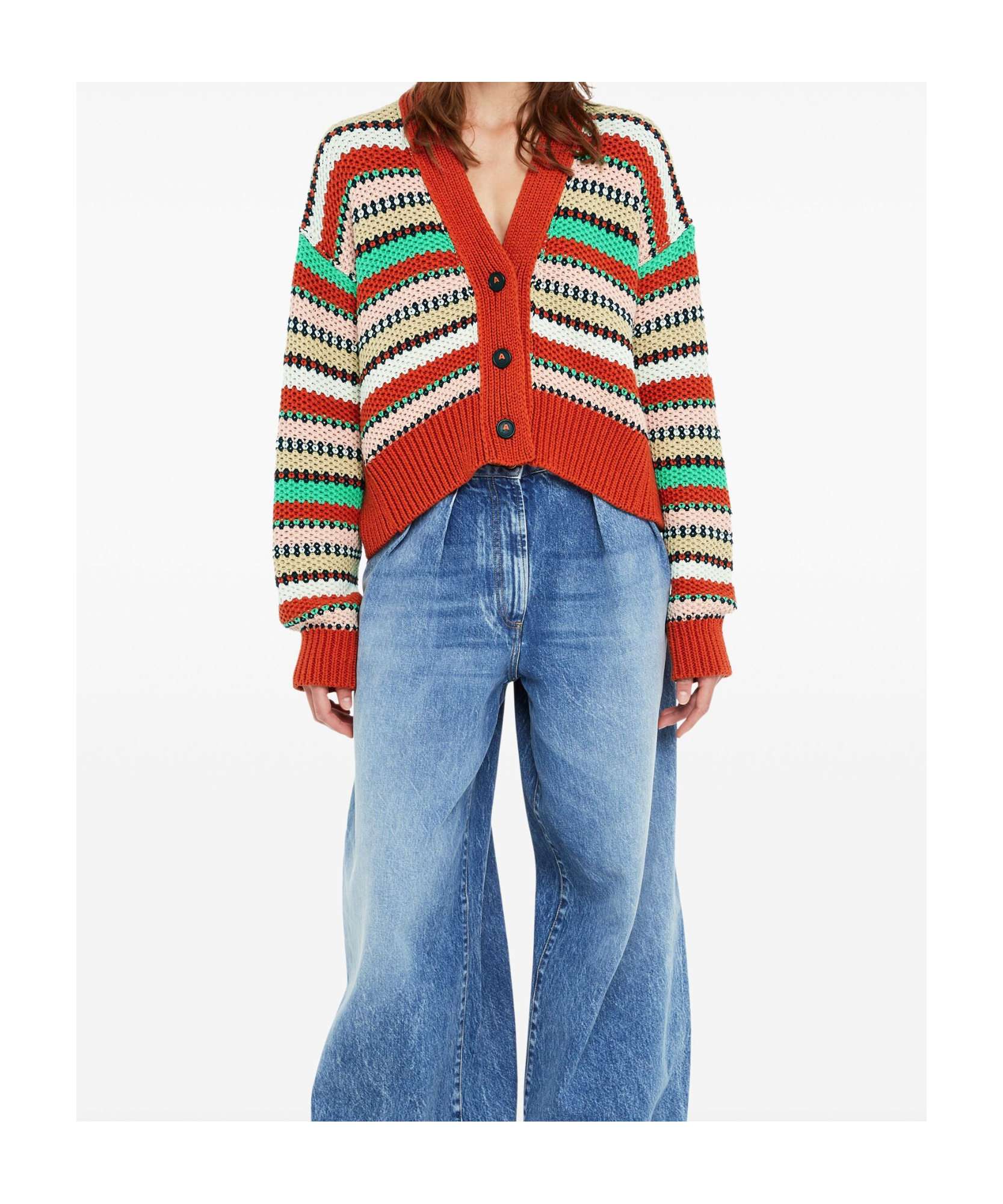 Alanui Sunny Stripes Cardigan In Red