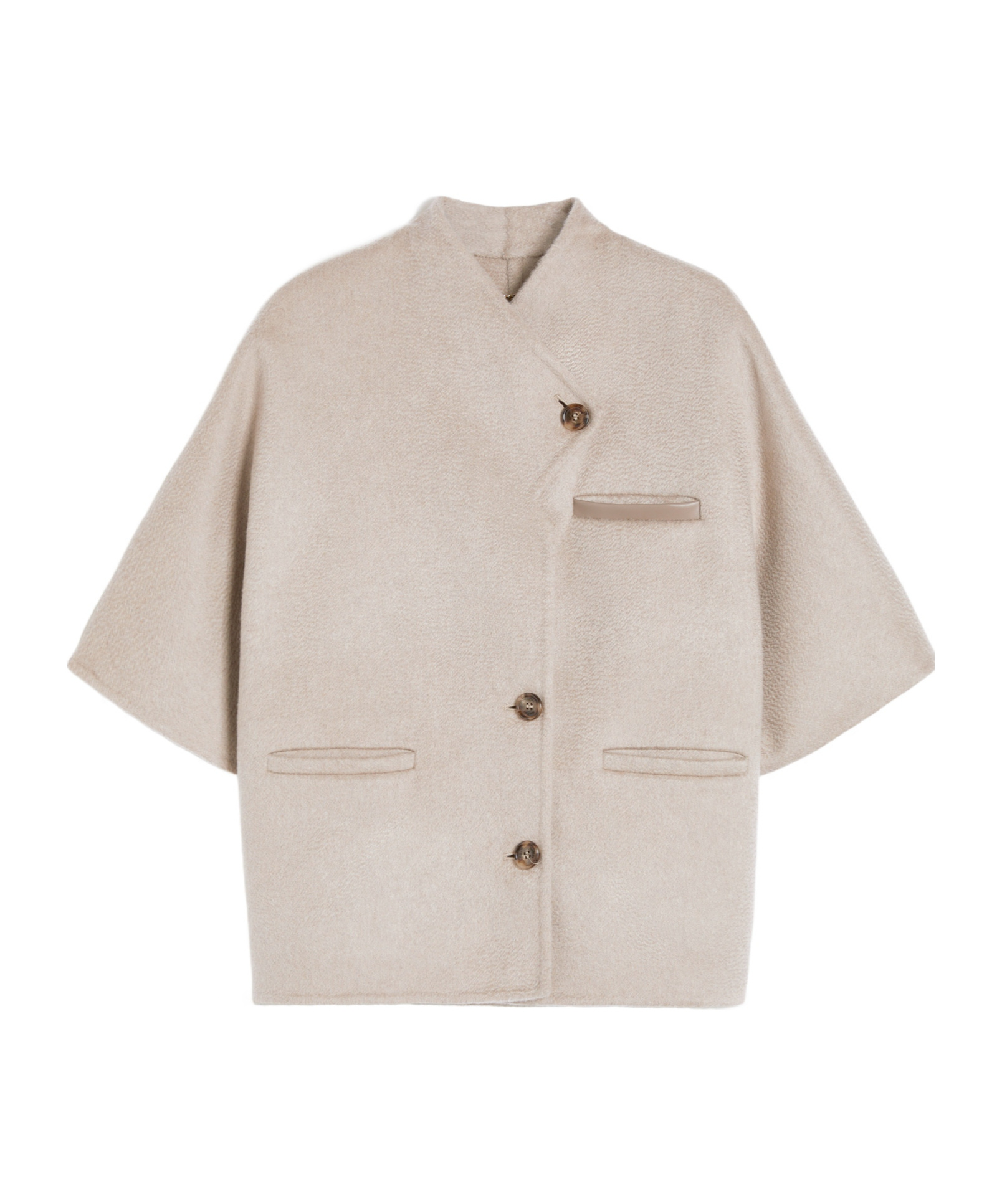 Max Mara Long Cropped Cape In Cashmere Drap In Neutral