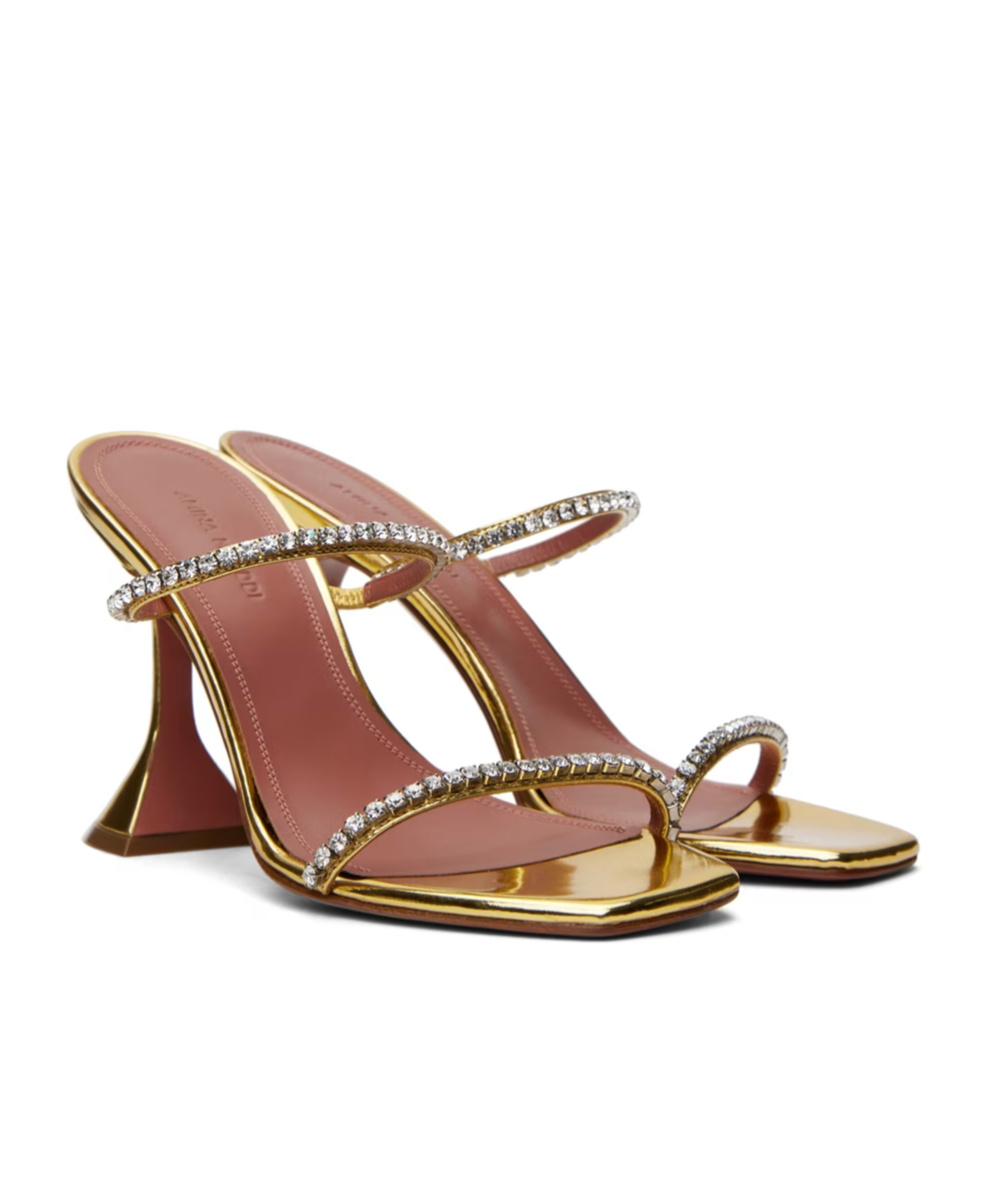 Amina Muaddi Gilda High-heeled Sandals In Brown