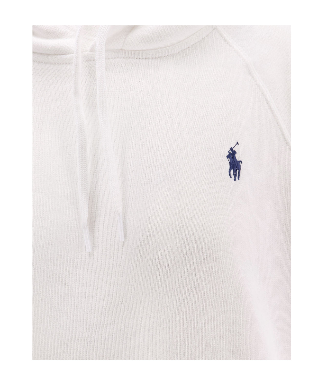 Polo Ralph Lauren Ribbed Cuff Long Sleeve Cotton Sweatshirt With Kangaroo Pocket In White