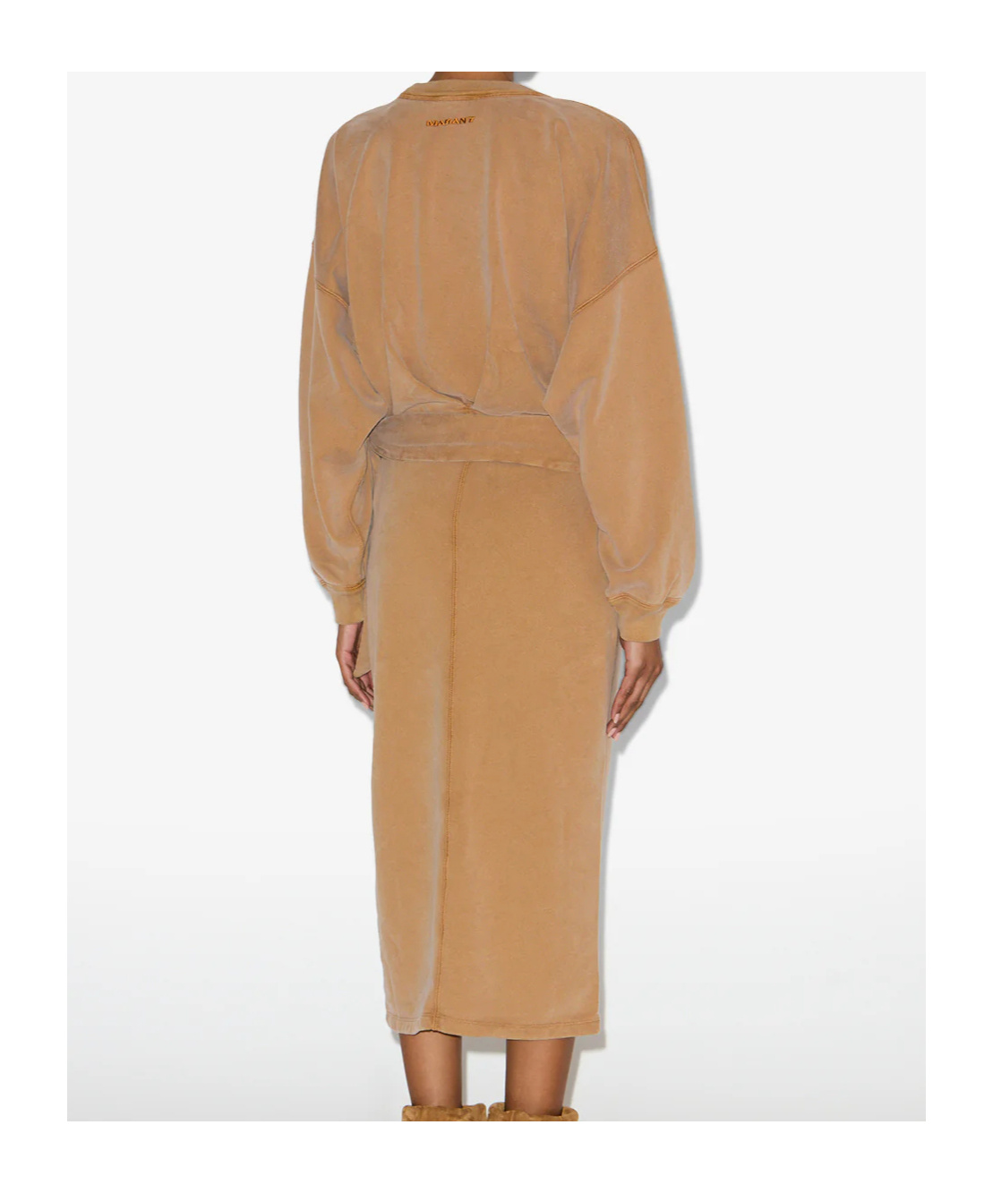 Isabel Marant Étoile Sandrina Long Sleeve Cotton Fleece Dress In Brown