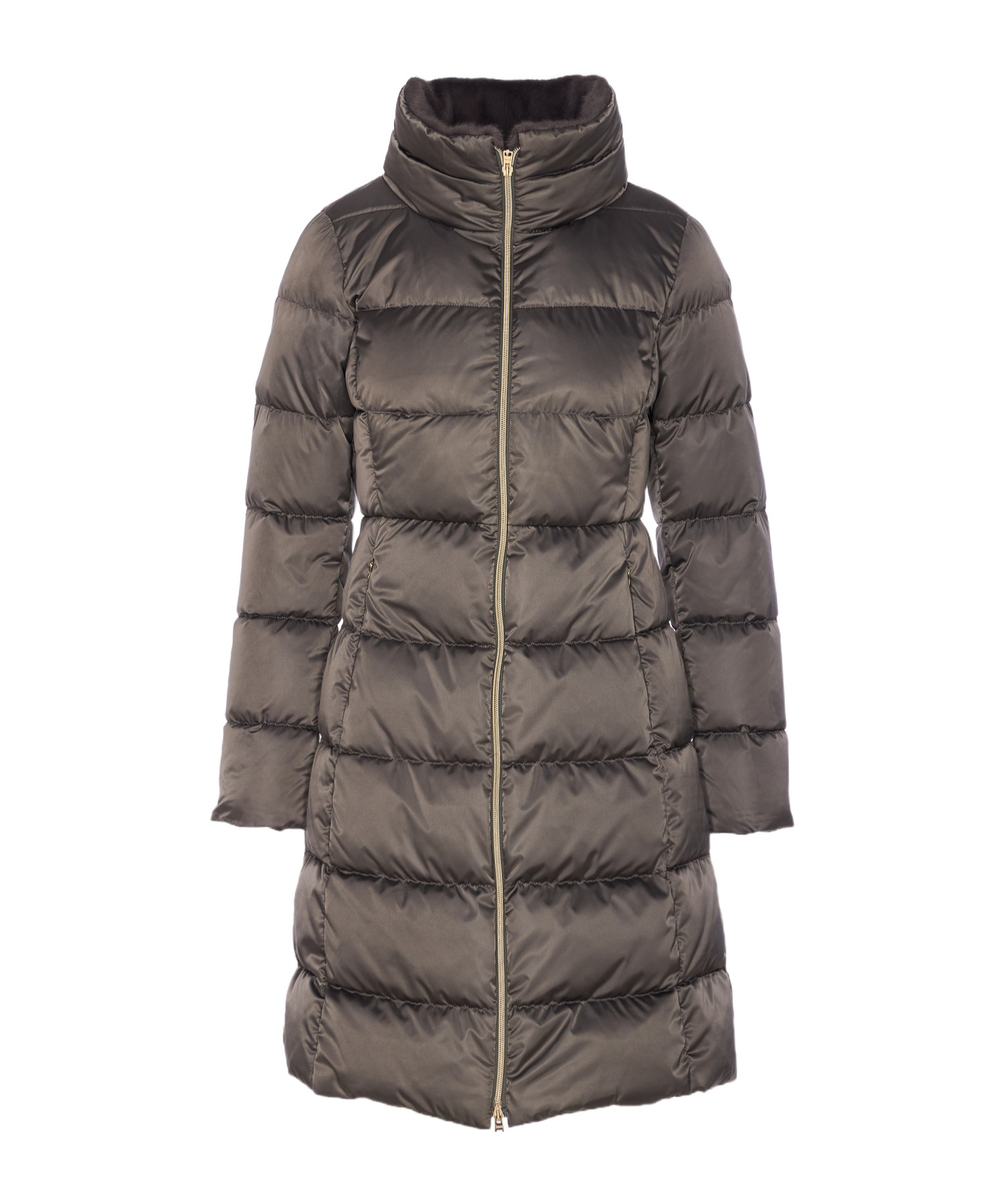 Herno Long Padded Down Jacket With High Collar In Black