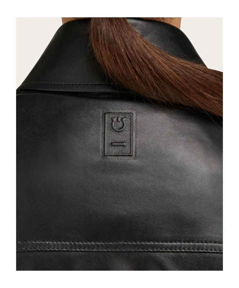 Ferragamo Biker Jacket With Vertical Zip Detail In Black