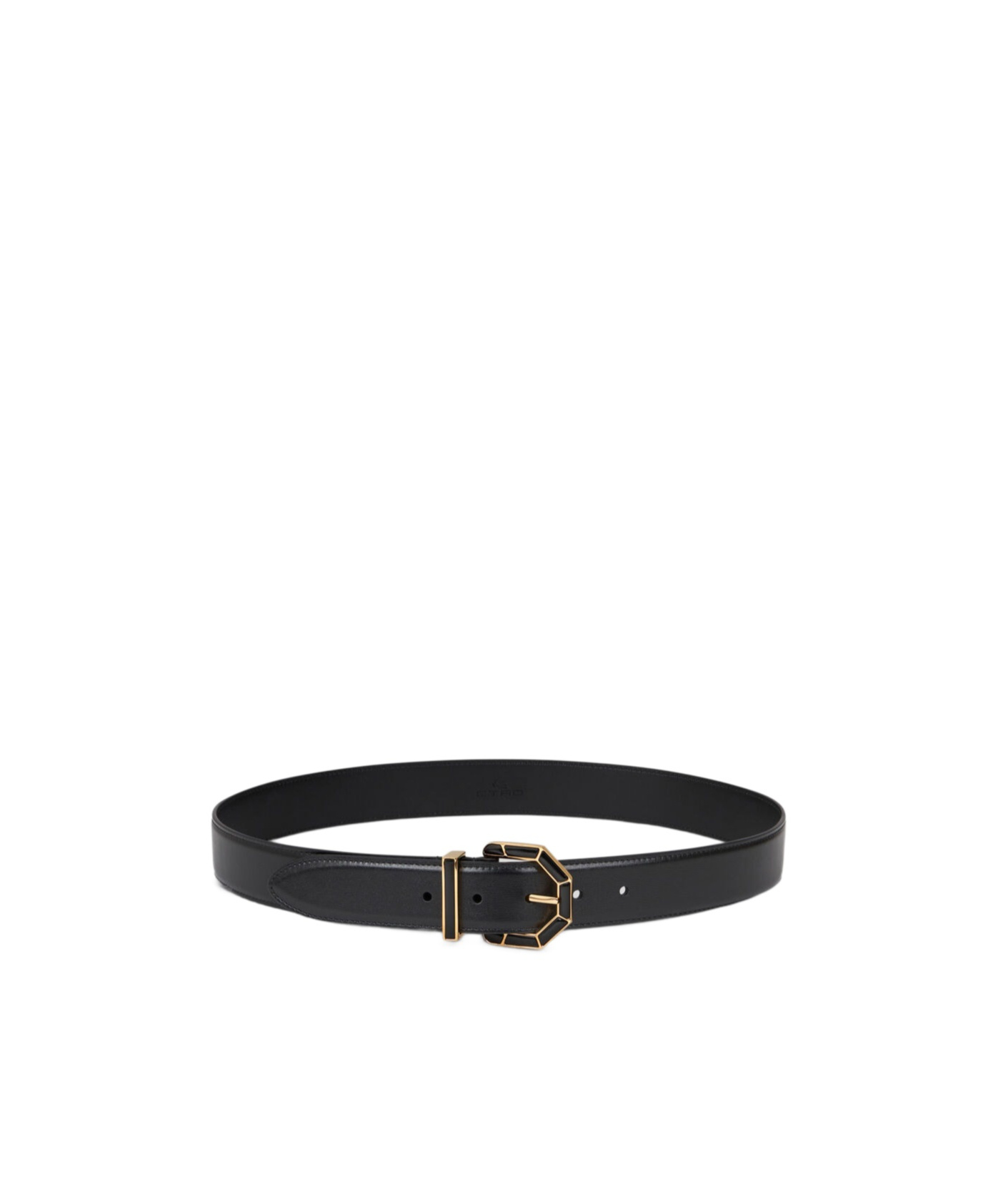 Etro Leather Belt With Geometric Buckle In Black