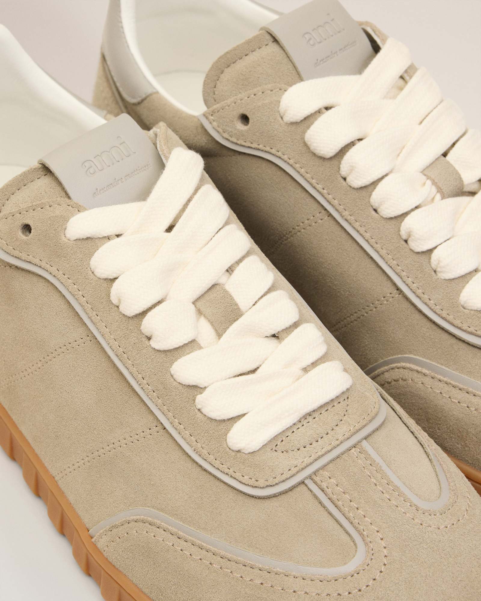 Ami Alexandre Mattiussi Grey Leather Low Top Step Sneakers Grey In Brown