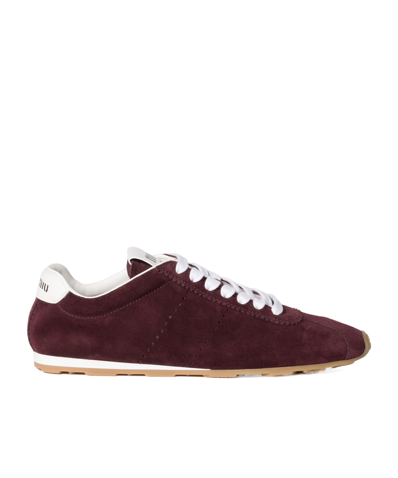 Miu Miu Suede Bicolor Retro Trainer Sneakers In Burgundy