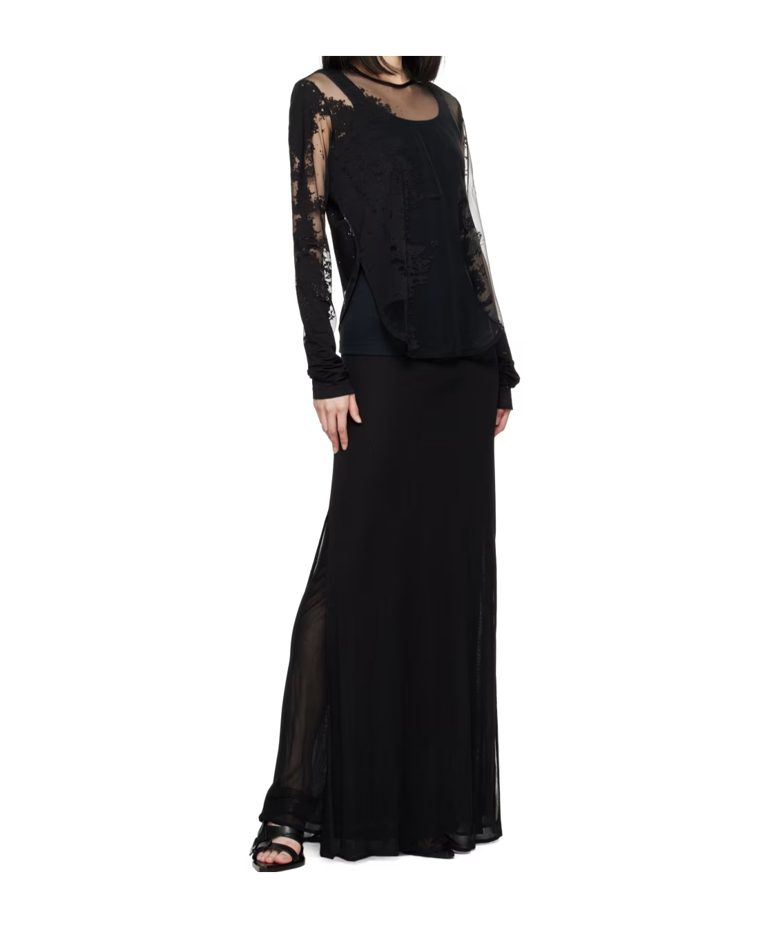 Shop Ann Demeulemeester Tana Split Skirt In Black