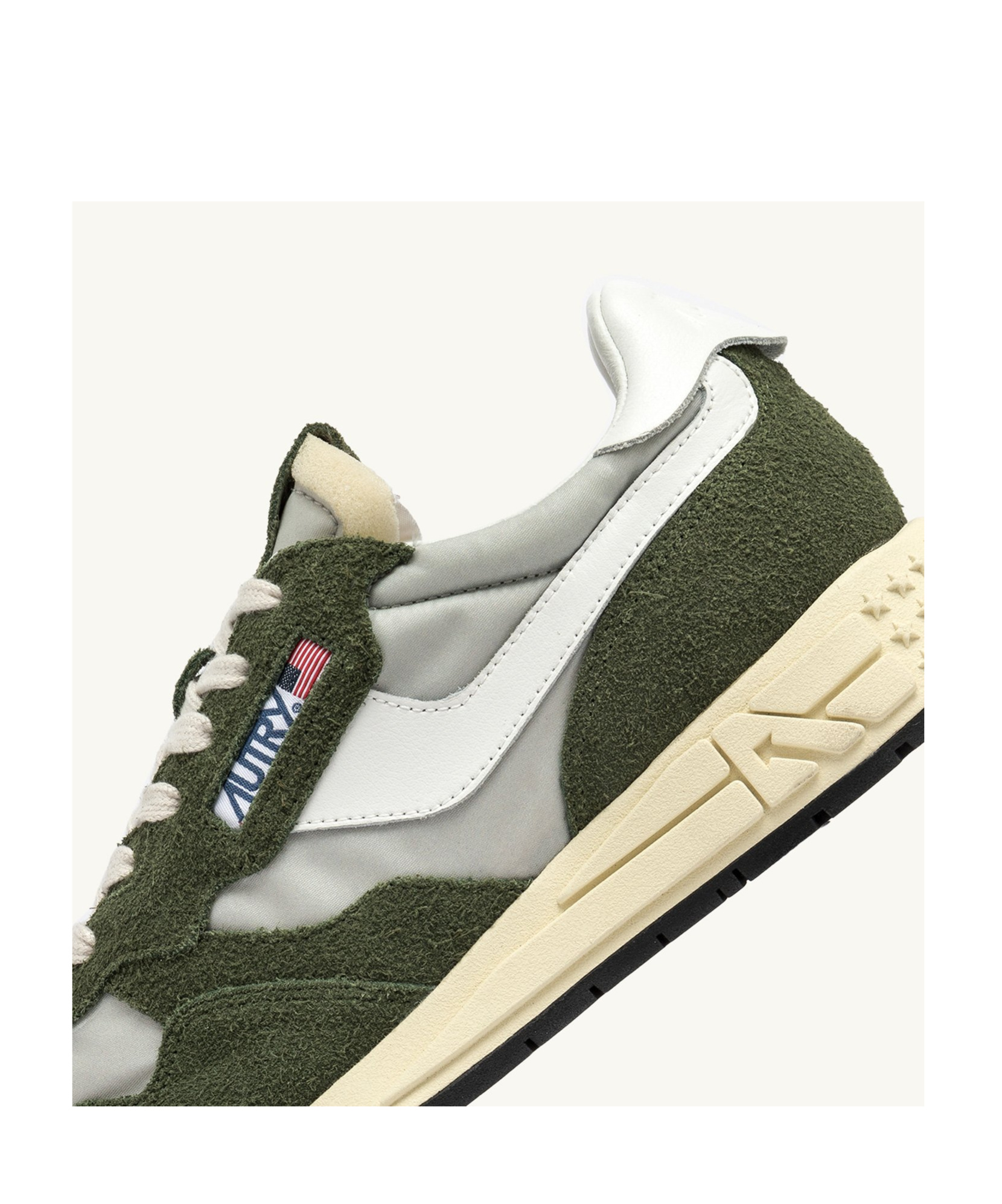 Autry Green And White Suede And Nylon Reelwind Low Sneakers In Green