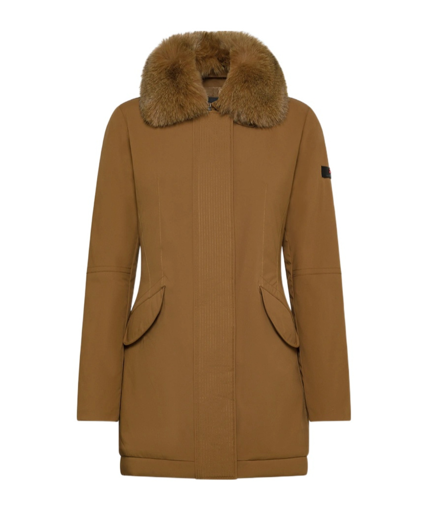Peuterey Slim Jacket With Fur In Brown